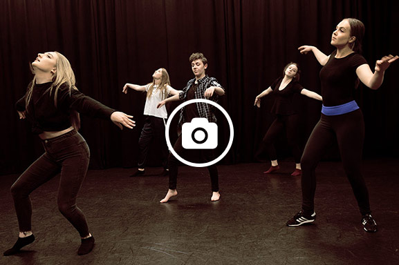 Performing arts students work together on practical projects from drama workshops to dance classes, rehearsals and public performances. 